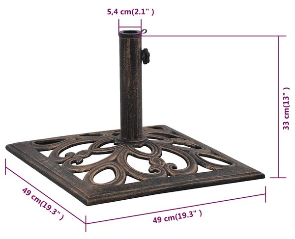 Stalak za suncobran brončani 12 kg 49 cm od lijevanog željeza - Smeđa / 49 x 49 x 33 cm
