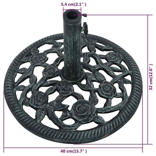 Stalak za suncobran zeleni 9 kg 40 cm od lijevanog željeza - Zelena / 40 x 40 x 32 cm