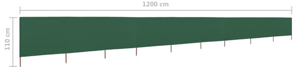 Vjetrobran s 9 panela od tkanine 1200 x 80 cm zeleni - Zelena / 1200 x 80 cm