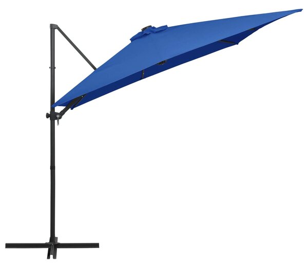 Konzolni vrtni suncobran s čeličnim stupom LED 250x250cm azurni - Plava / 250 x 250 cm