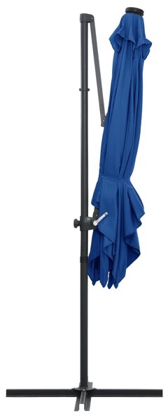 Konzolni vrtni suncobran s čeličnim stupom LED 250x250cm azurni - Plava / 250 x 250 cm