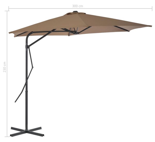Vanjski suncobran s čeličnim stupom 300 cm smeđesivi - Tupe / N/A