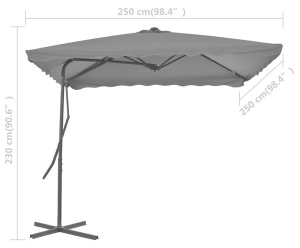Vanjski suncobran s čeličnim stupom 250 x 250 cm antracit - Antracitno siva / N/A