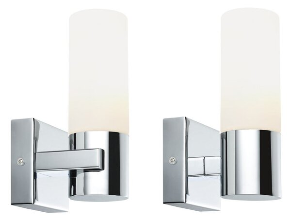 Paulmann Gemini LED svjetlo za ogledalo, krom, set od 2 komada, prigušivo, IP44, prigušiva, Krom, kupaonica, Metal