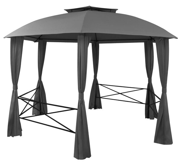 Vrtni šator sa zavjesama šesterokutni 360 x 265 cm - Antracitno siva / N/A