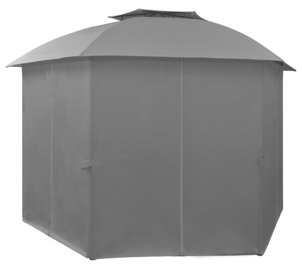 Vrtni šator sa zavjesama šesterokutni 360 x 265 cm - Antracitno siva / N/A