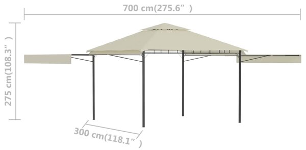 Sjenica s dvostrukim produžnim krovom 3x3x2,75 m krem 180g/m² - Krema / N/A