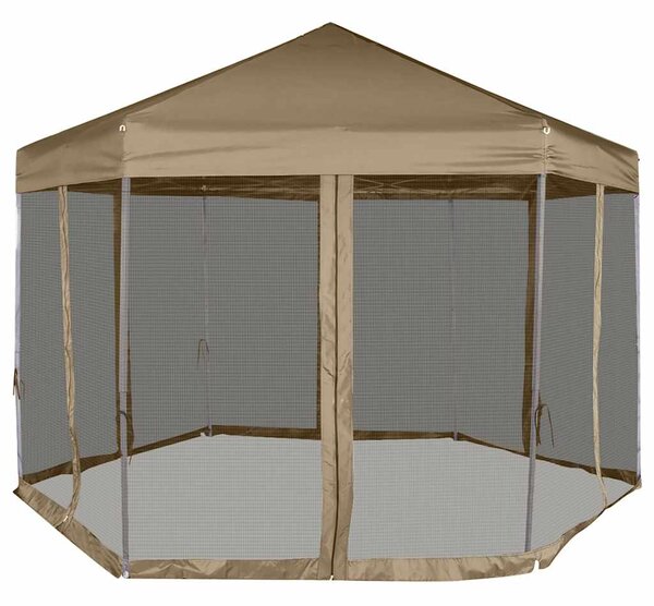 Šesterokutni šator sa stijenkama 3,6 x 3,1 m smeđesivi 220 g/m² - Tupe / N/A