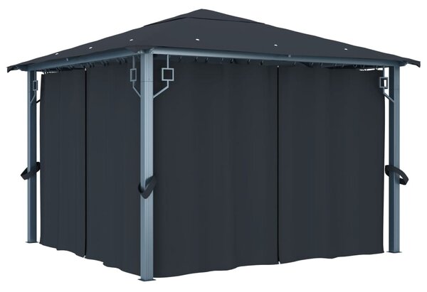 Sjenica sa zastorom 300 x 300 cm antracit aluminijum - Antracitno siva / 300 x 300 cm