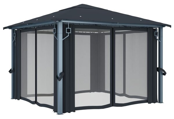 Sjenica sa zastorom 300 x 300 cm antracit aluminijum - Antracitno siva / 300 x 300 cm