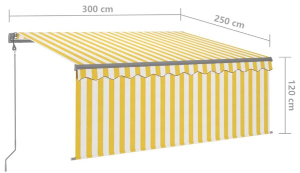 Automatska tenda s roletom i senzorom LED 3 x 2,5 m žuto-bijela - Žuta / 3 x 2.5 m