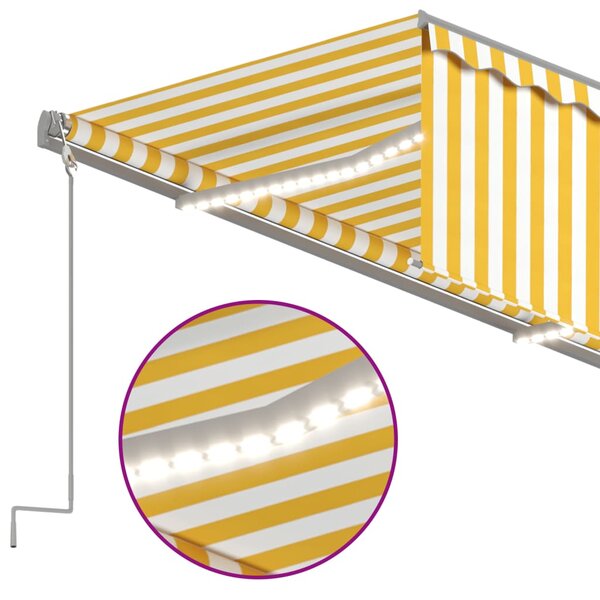 Automatska tenda s roletom i senzorom LED 3 x 2,5 m žuto-bijela - Žuta / 3 x 2.5 m