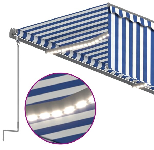 Automatska tenda s roletom i senzorom LED 3x2,5 m plavo-bijela - Plava / 3 x 2.5 m
