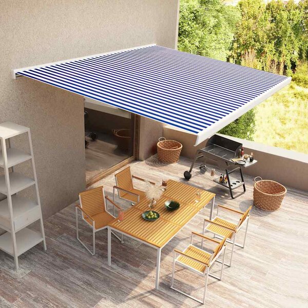 Motorizirana kazetna tenda 400 x 300 cm plavo-bijela - Plava / 400 x 300 cm