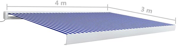Motorizirana kazetna tenda 400 x 300 cm plavo-bijela - Plava / 400 x 300 cm
