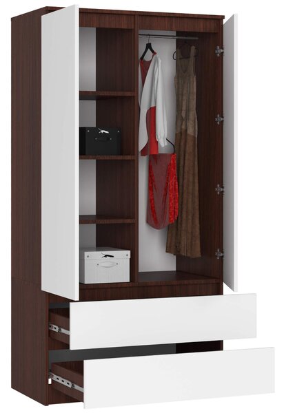 Ormar za garderobu Safwan (wenge + bijela)