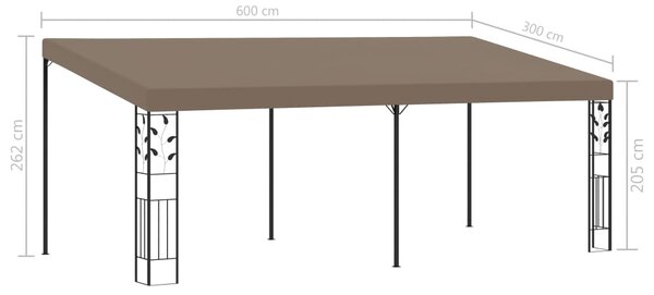 Zidna sjenica 6 x 3 x 2,5 m smeđe-siva - Tupe / 6 x 3 x 2.5 m