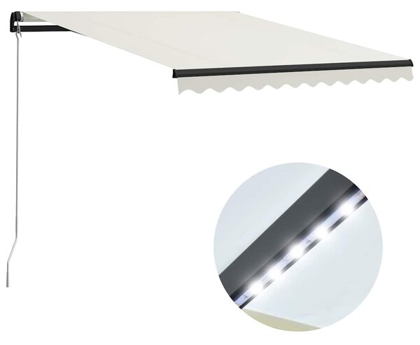 Tenda na ručno uvlačenje s LED svjetlima 300 x 250 cm krem - Krema / 300 x 250 cm
