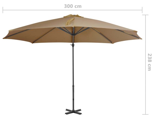 Konzolni vrtni suncobran s aluminijskim stupom 300 cm smeđesivi - Tupe / N/A