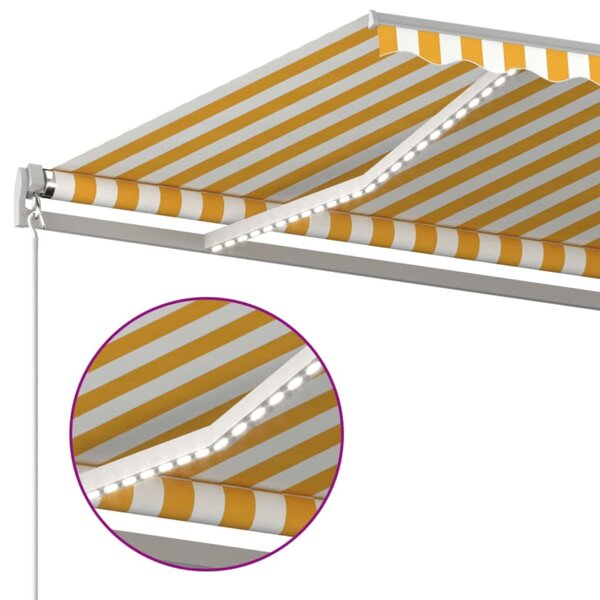 Tenda na ručno uvlačenje s LED svjetlom 600x300 cm žuto-bijela - Žuta / 600 x 300 cm