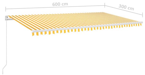 Tenda na ručno uvlačenje s LED svjetlom 600x300 cm žuto-bijela - Žuta / 600 x 300 cm