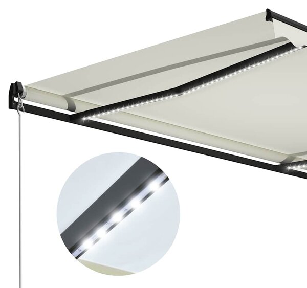 Tenda na ručno uvlačenje s LED svjetlima 300 x 250 cm krem - Krema / 300 x 250 cm