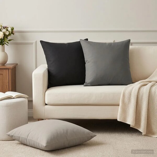 Jastuk s jastukom HEERLEN 2 kom. Crna Poliester - Crna 45 x 45 cm 2