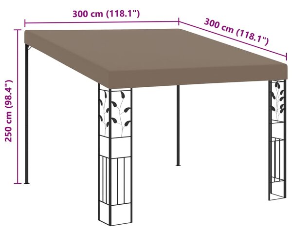 Zidna sjenica 3 x 3 x 2,5 m smeđe-siva - Tupe / 3 x 3 x 2.5 m