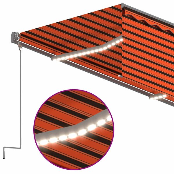 Automatska tenda roleta i senzor LED 3,5x2,5 m narančasto-smeđa - Šarena / 3.5 x 2.5 m