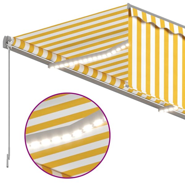 Tenda na ručno uvlačenje s roletom LED 3,5 x 2,5 m žuto-bijela - Žuta / 3.5 x 2.5 m