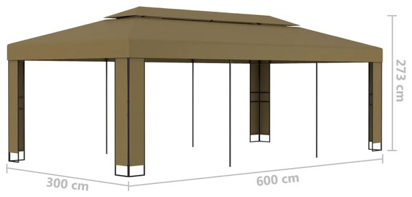 Sjenica s dvostrukim krovom 3 x 6 m smeđe-siva 180 g/m² - Tupe / 3 x 6 m