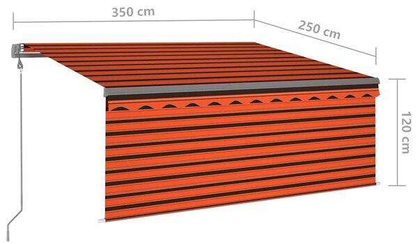 Automatska tenda roleta i senzor LED 3,5x2,5 m narančasto-smeđa - Šarena / 3.5 x 2.5 m