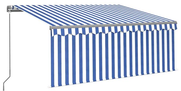 Tenda na ručno uvlačenje s roletom LED 3,5 x 2,5 m plavo-bijela - Plava / 3.5 x 2.5 m