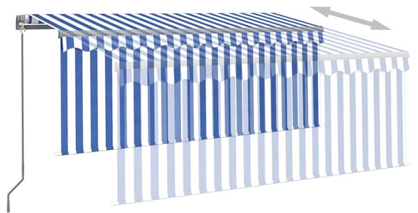 Tenda na ručno uvlačenje s roletom LED 3,5 x 2,5 m plavo-bijela - Plava / 3.5 x 2.5 m