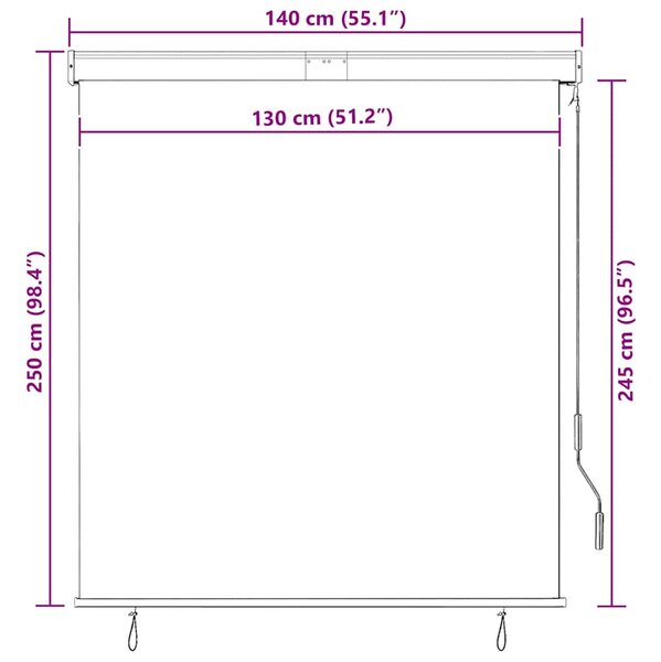Vanjska roleta 140 x 250 cm plavo-bijela - Plava / 140 x 250 cm