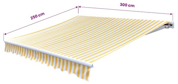 Sklopiva tenda na ručno upravljanje 300 cm žuto-bijela - Žuta / N/A
