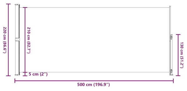 Uvlačiva bočna tenda za terasu 220 x 500 cm siva - Siva / 220 x 500 cm