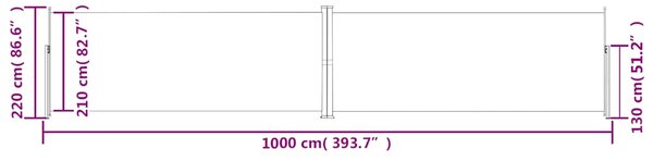 Uvlačiva bočna tenda krem 220 x 1000 cm - Krema / 220 x 1000 cm