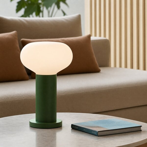 ALDEX Stolna lampa Flo, zelena, Ø 19 cm, staklo, Zelena, Dnevni boravak/blagovaonica, Metal