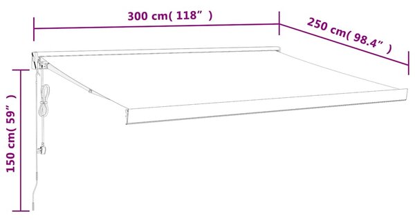 Tenda na uvlačenje žuto-bijela 3 x 2,5 m od tkanine i aluminija - Šarena / 3 x 2.5 m