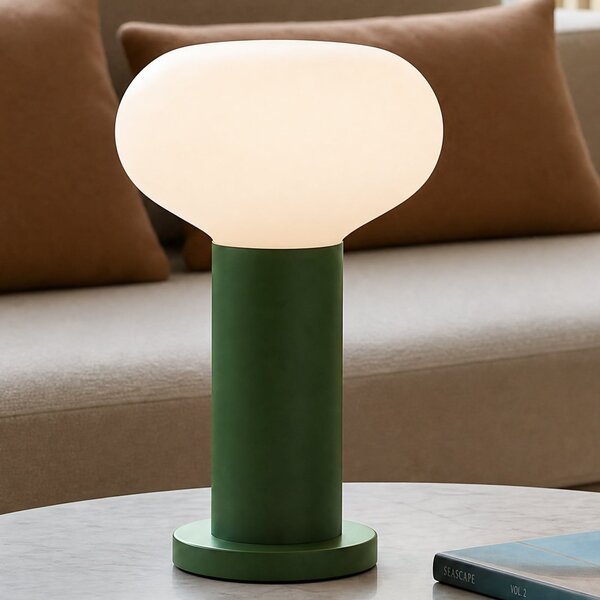 ALDEX Stolna lampa Flo, zelena, Ø 19 cm, staklo, Zelena, Dnevni boravak/blagovaonica, Metal