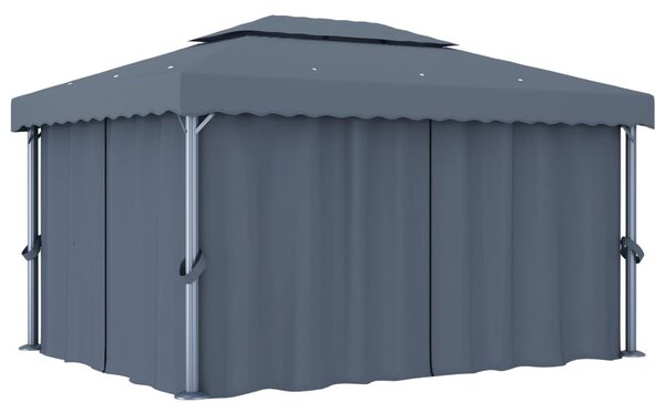 Sjenica sa zastorima i LED svjetlosnim trakama 4 x 3 m antracit - Antracitno siva / 4 x 3 m