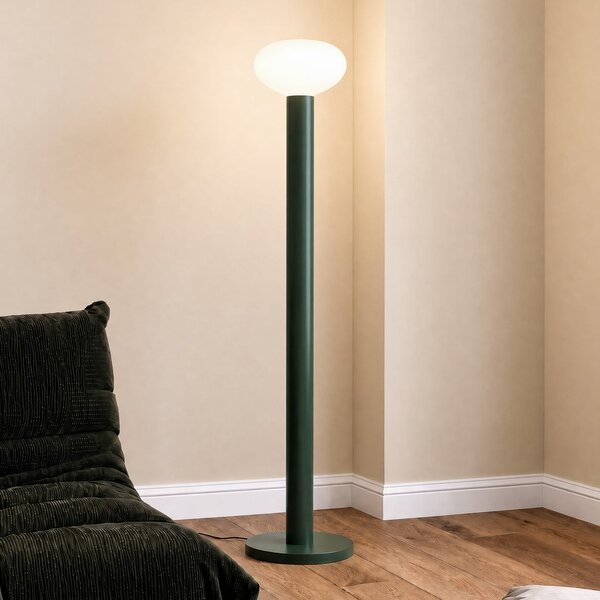 ALDEX Podna lampa Flo, zelena, visina 138 cm, 1 žarulja, staklo, Zelena, Dnevni boravak/blagovaonica, Metal
