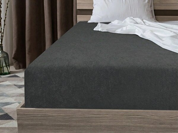 Fleecena napeta plahta MOLTON antracit 90 x 200 cm