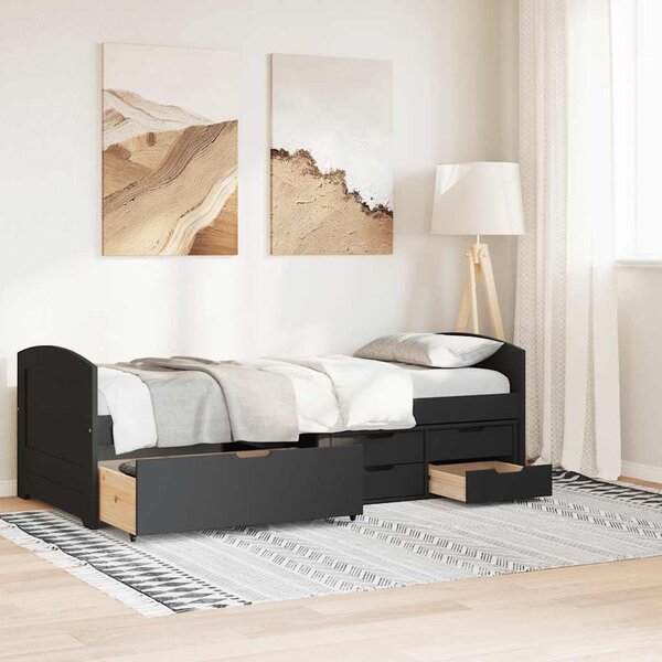 Dnevni krevet s 5 ladica bez madraca "IRUN" crni 90x200 cm - Crna / N/A