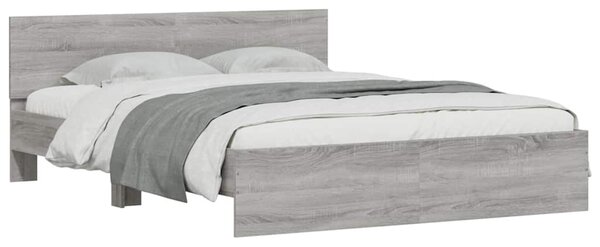 Okvir kreveta s uzglavljem LED siva boja hrasta 150x200 cm - Siva / 150 x 200 cm
