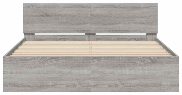 Okvir kreveta s uzglavljem LED siva boja hrasta 150x200 cm - Siva / 150 x 200 cm