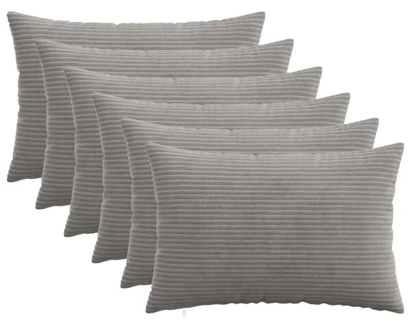 Presvlaka za jastuk 6 pcs HEERLEN Svjetlosiva 30 x 50 cm Kord - Svjetlosiva 30 x 50 cm 6