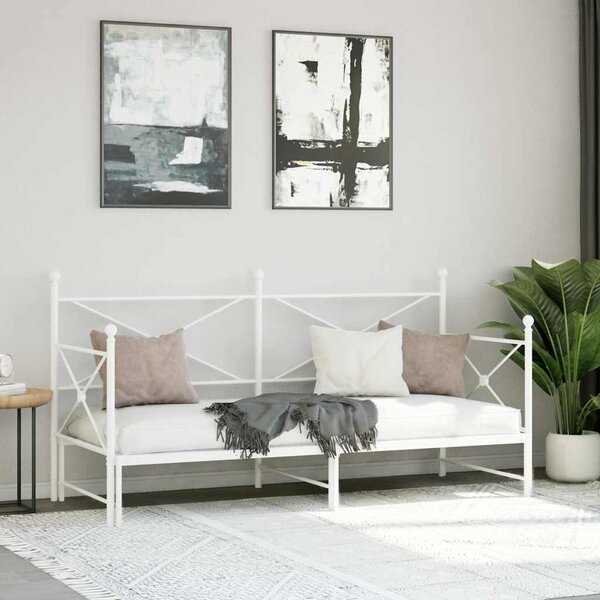 Krevet na rasklapanje bez madraca bijeli 75x190 cm čelik - Bijela / 75 x 190 cm