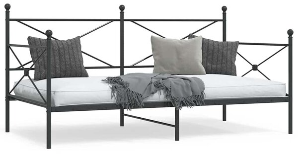 Dnevni krevet bez madraca crni 107x203 cm čelik - Crna / 107 x 203 cm